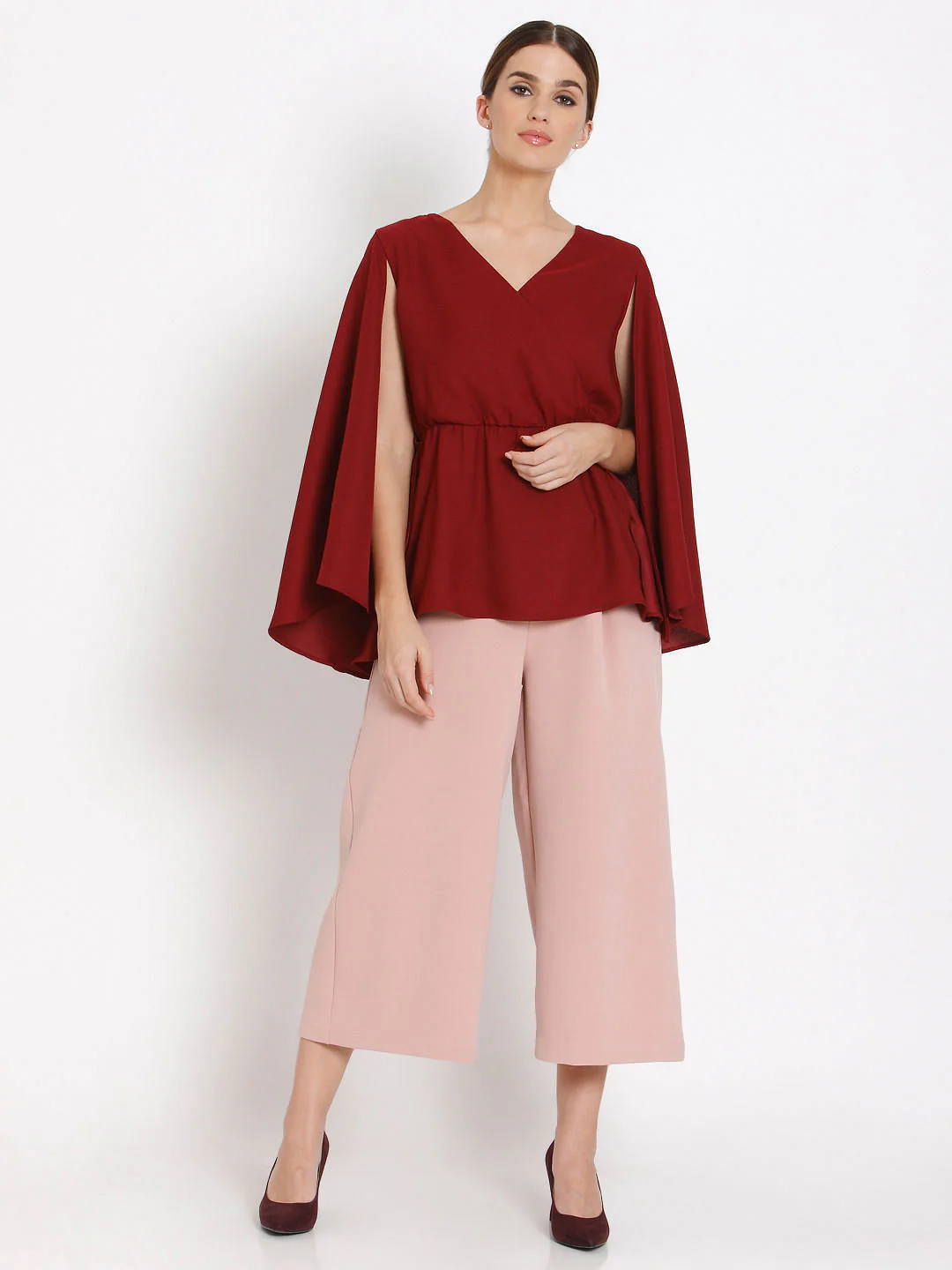 Red Cape Sleeves Top - Image 3