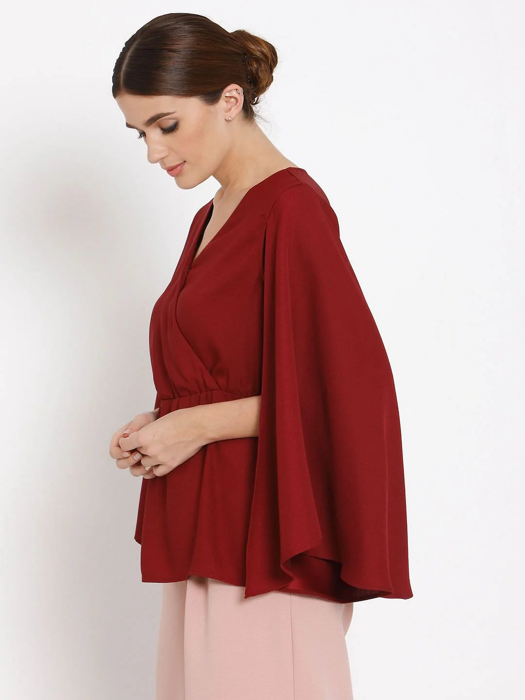 Red Cape Sleeves Top - Image 4