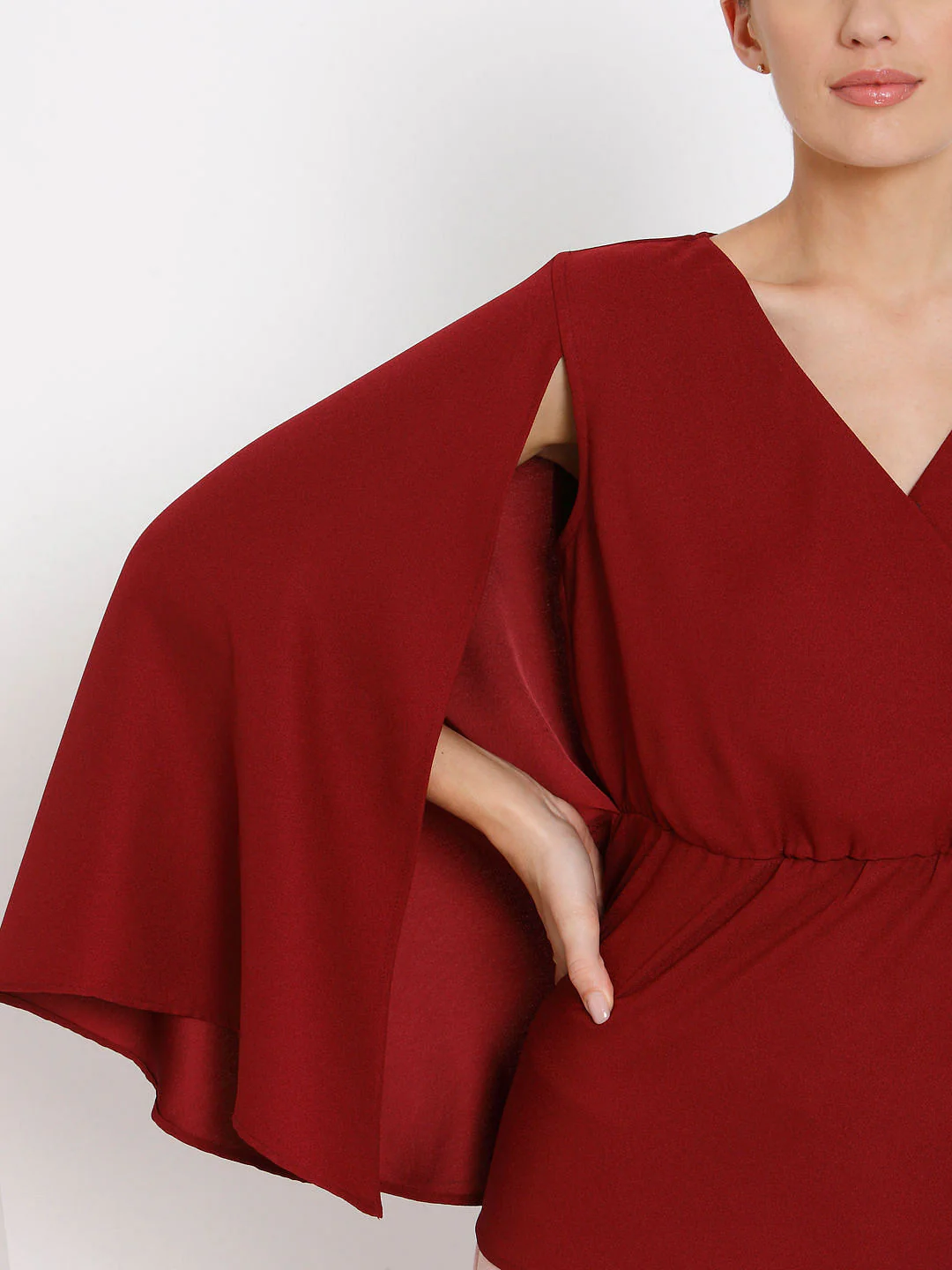 Red Cape Sleeves Top - Image 7