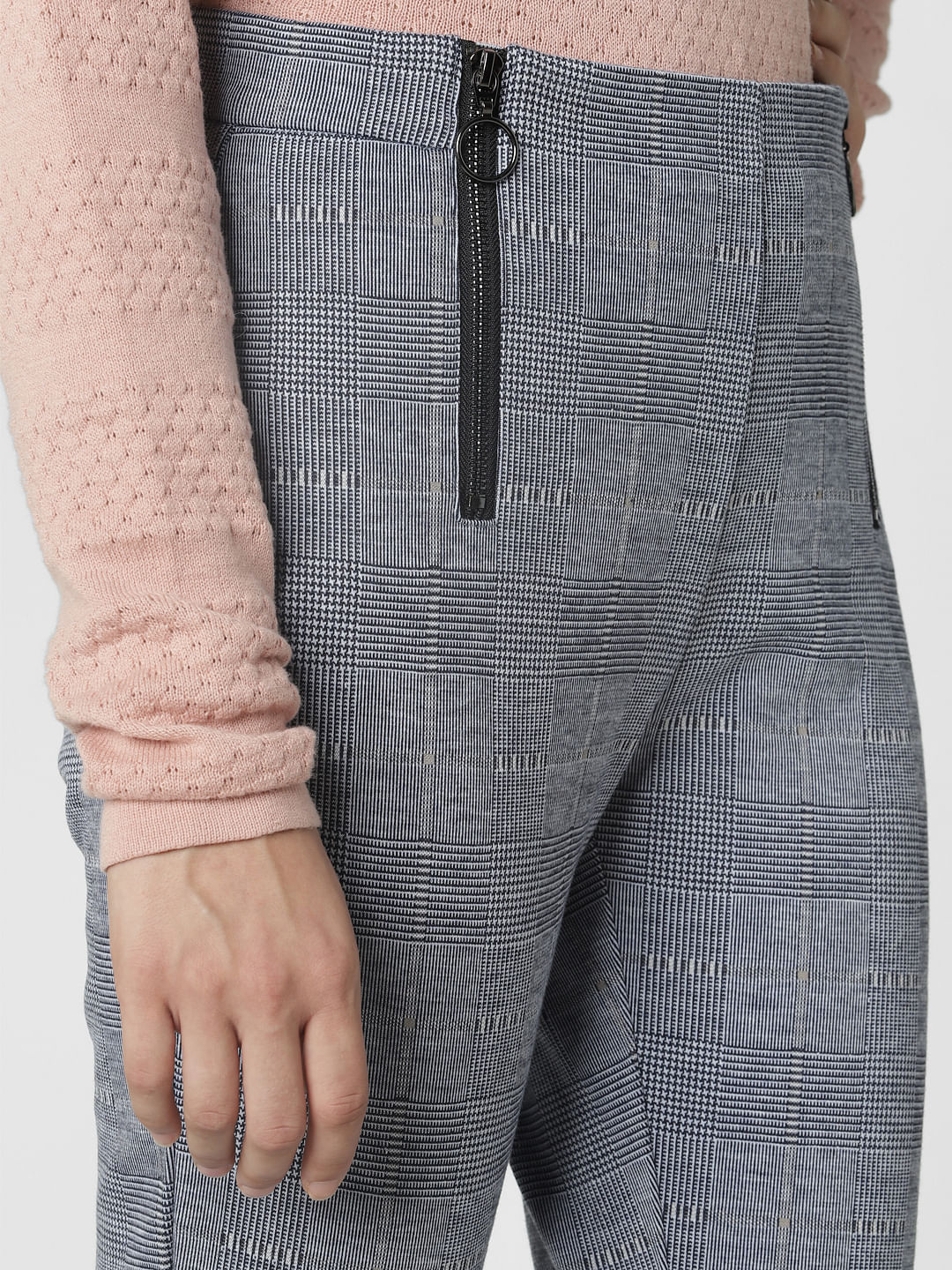 Dark Blue High Waist Zip Detail Leggings - Image 5