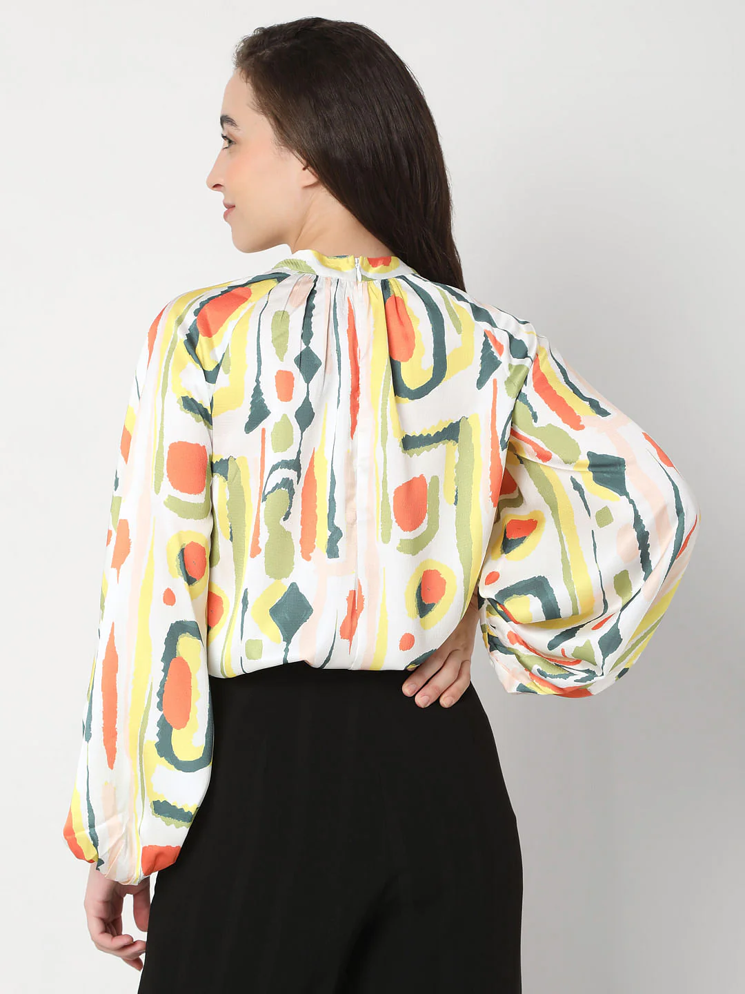 White Abstract Print Top - Image 4