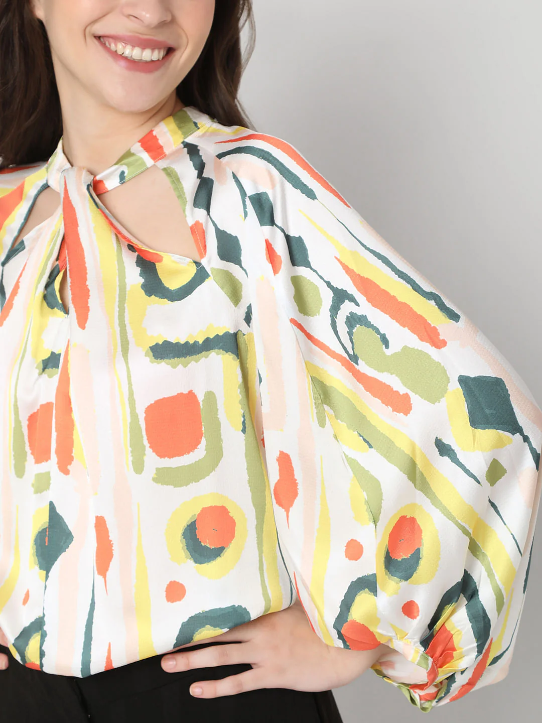 White Abstract Print Top - Image 6