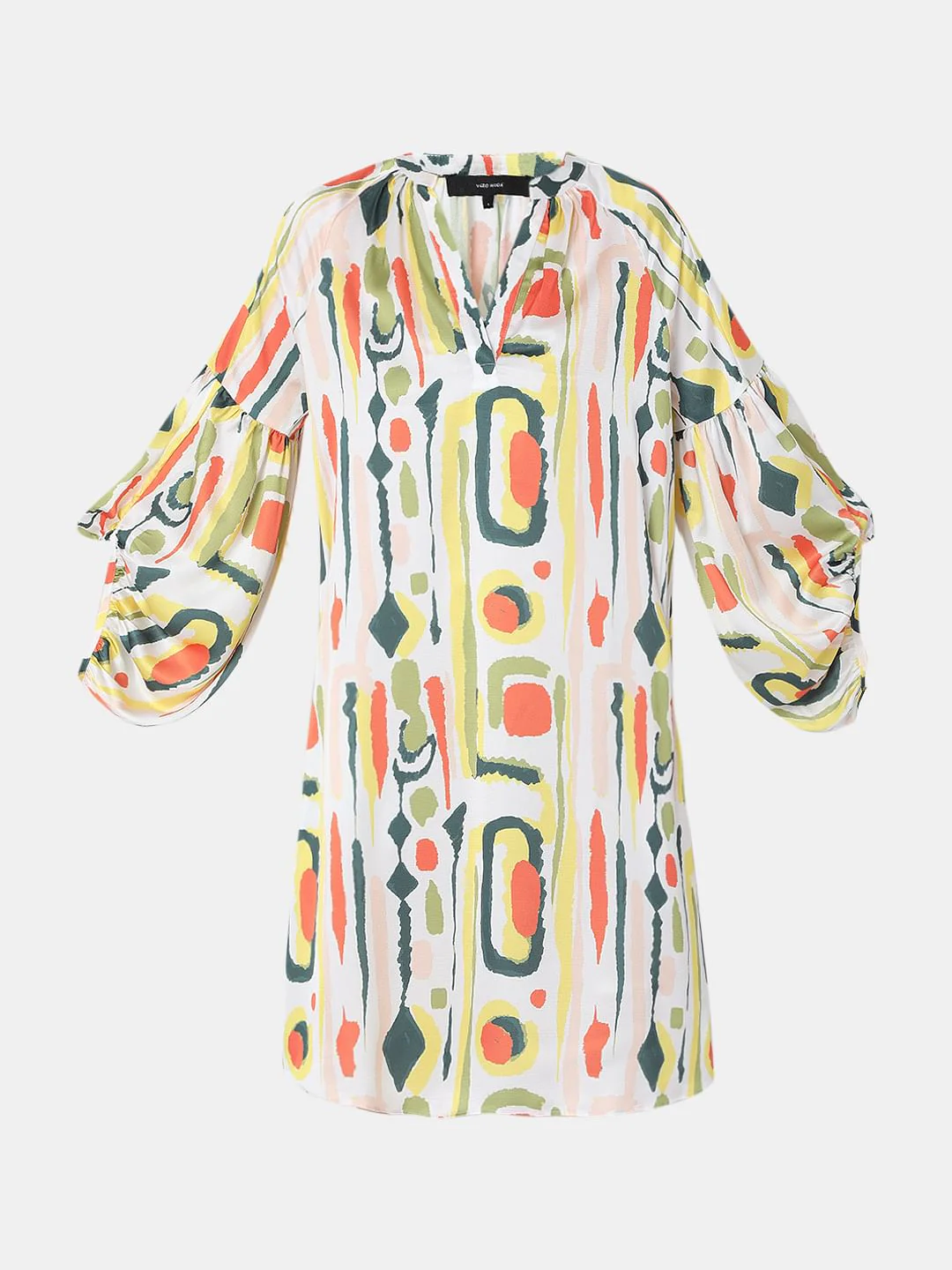 White Abstract Print Shift Dress - Image 7