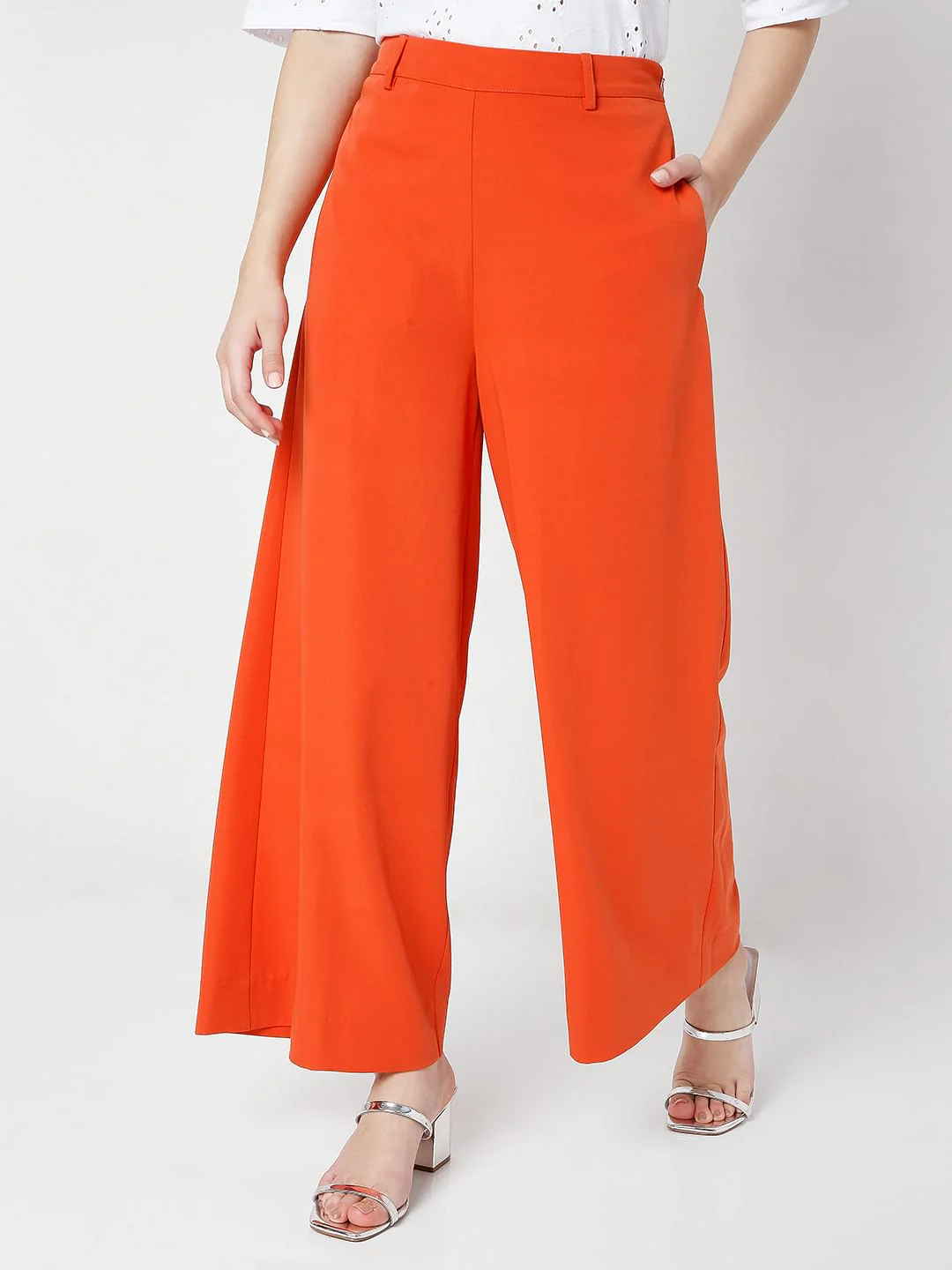 Orange High Waist Flared Pants - Image 2