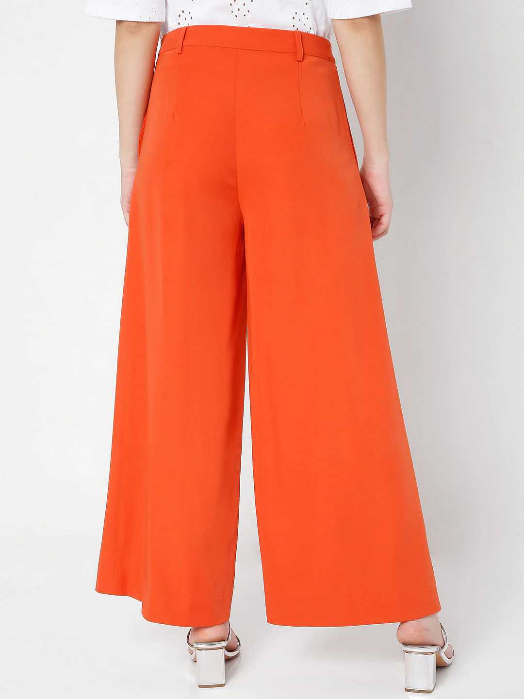 Orange High Waist Flared Pants - Image 4