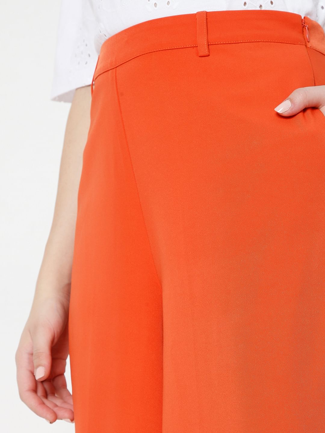 Orange High Waist Flared Pants - Image 5