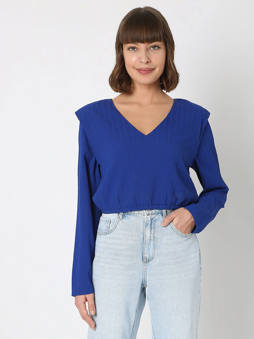 Blue Cropped Co-Ord Set Top - Image 2