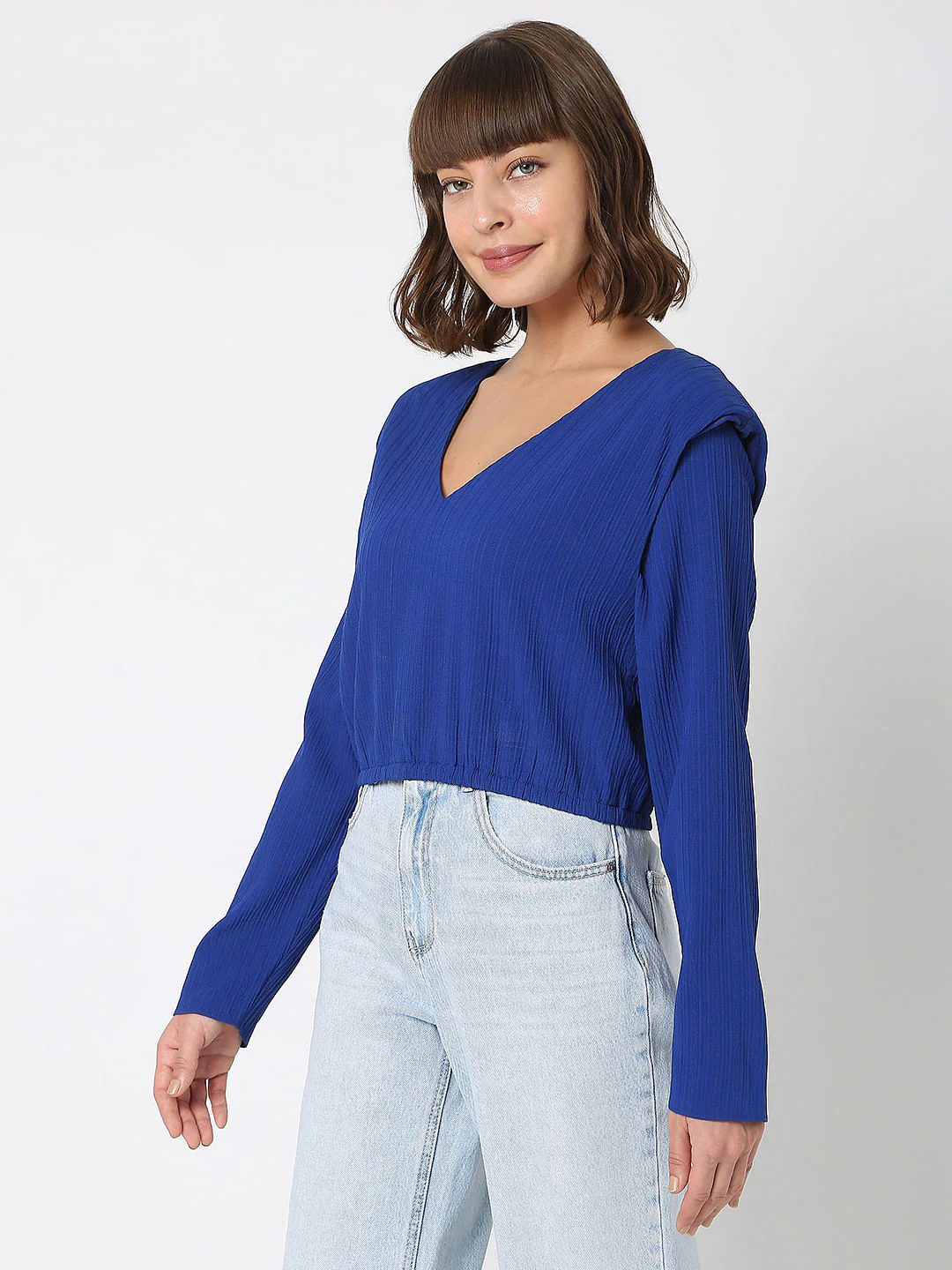 Blue Cropped Co-Ord Set Top - Image 3