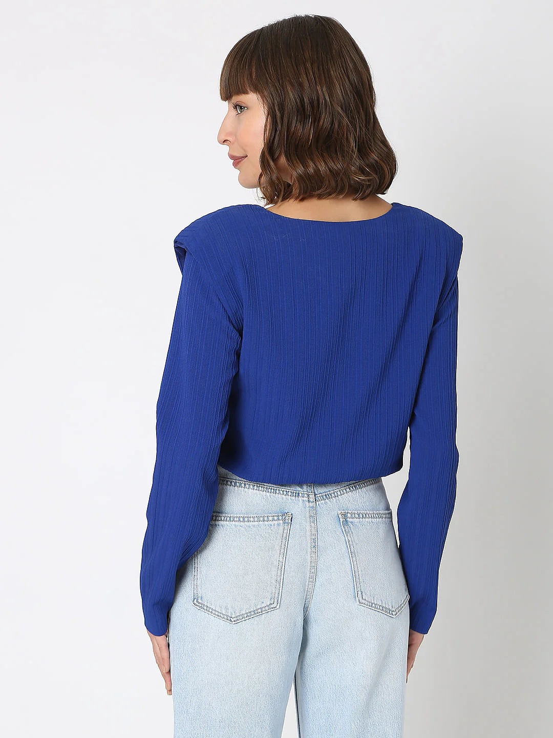 Blue Cropped Co-Ord Set Top - Image 4