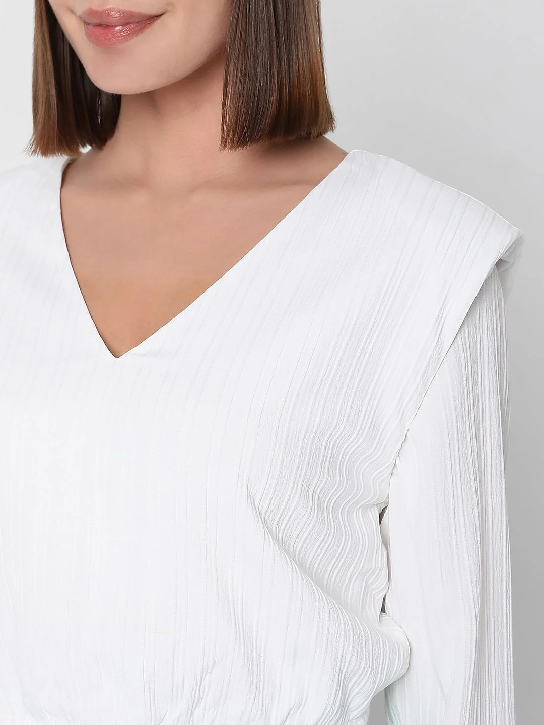 White Textured Crop Top - Image 6