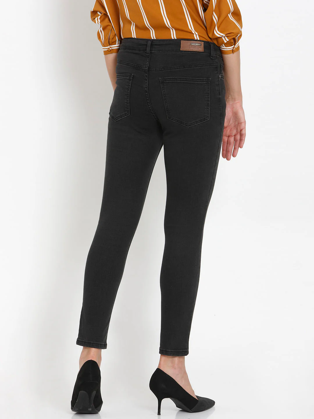 Dark Grey Mid Rise Faded Skinny Fit Jeans - Image 4