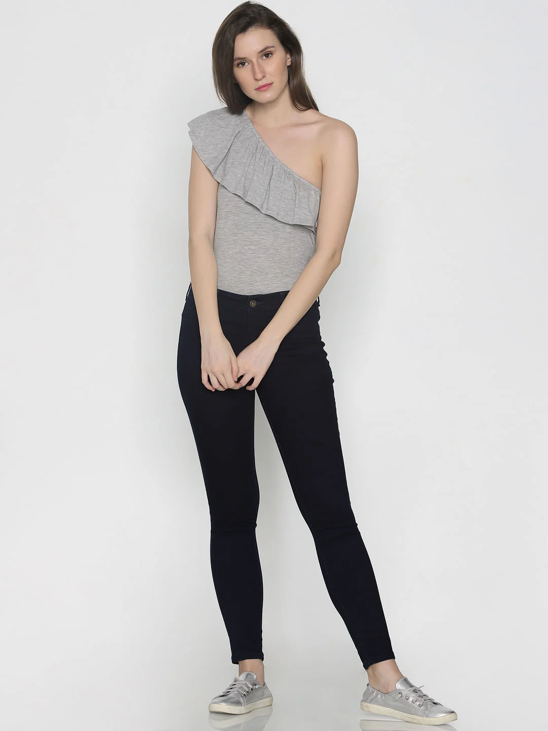 Dark Blue Mid Rise Skinny Fit Jeans - Image 2