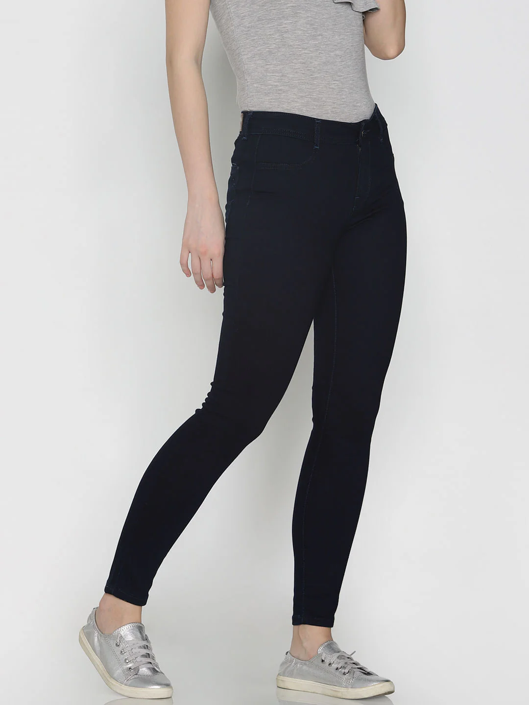 Dark Blue Mid Rise Skinny Fit Jeans - Image 3