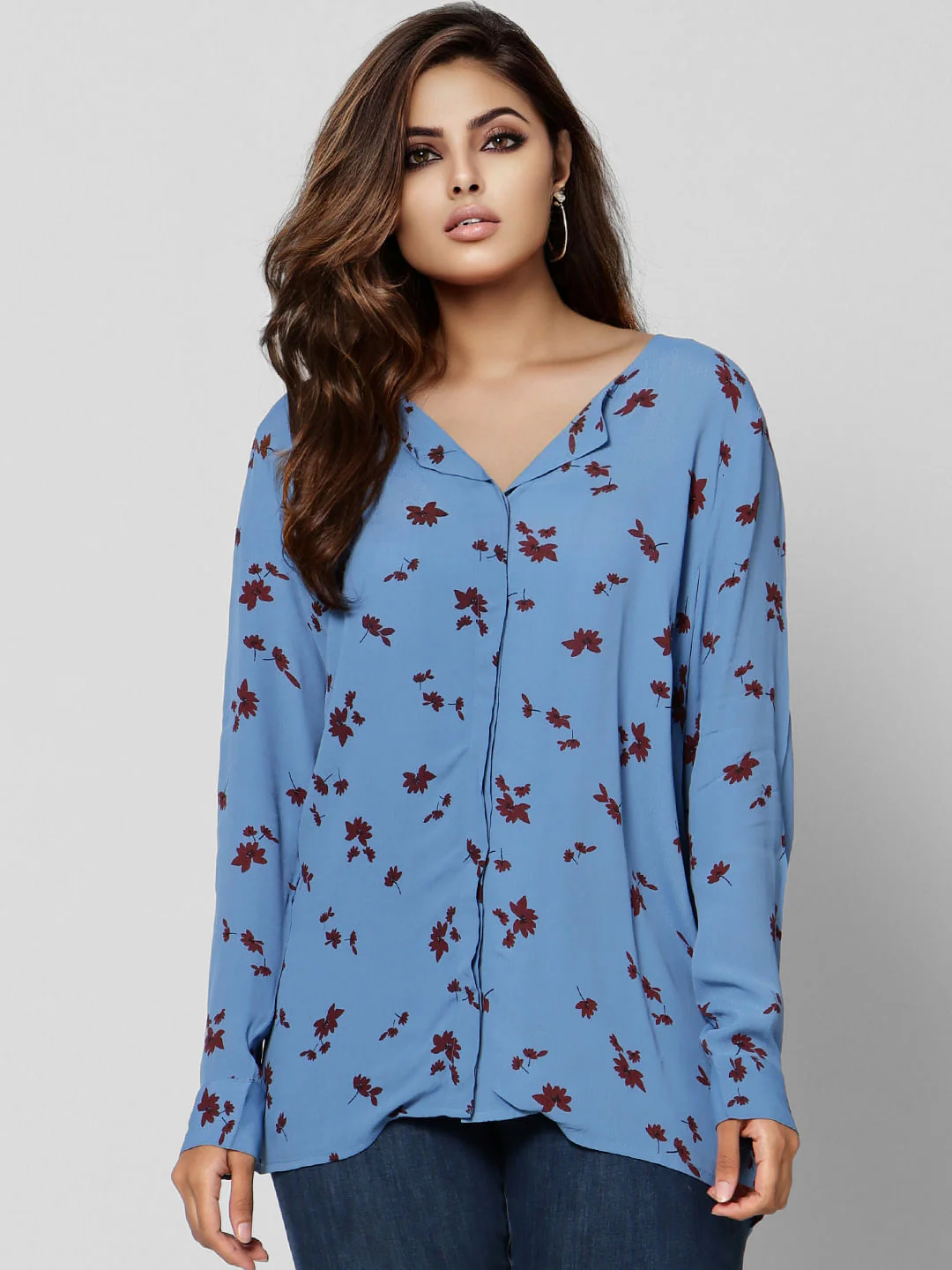 Curve Blue All Over Print Full Sleeves Top