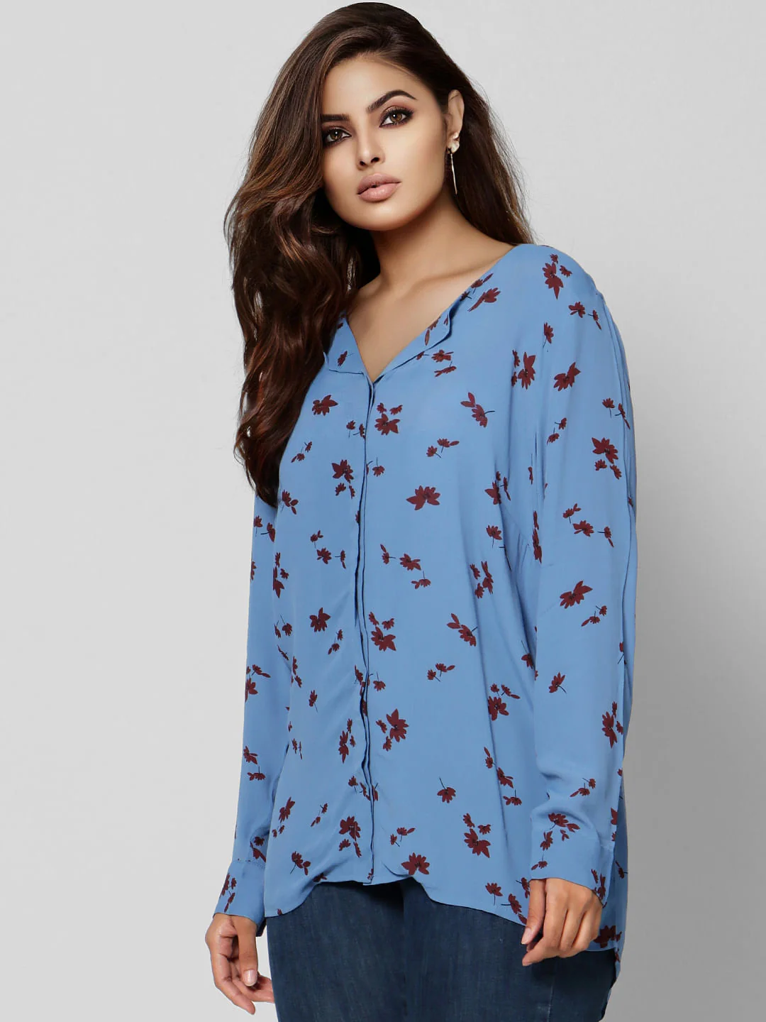 Curve Blue All Over Print Full Sleeves Top - Image 2