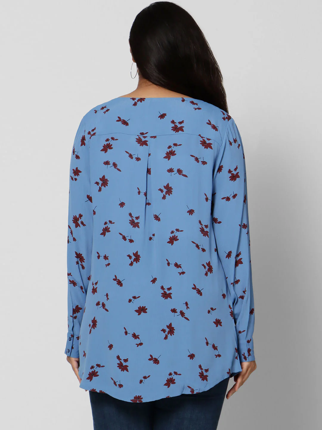 Curve Blue All Over Print Full Sleeves Top - Image 3