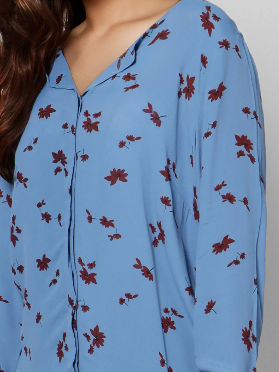 Curve Blue All Over Print Full Sleeves Top - Image 5