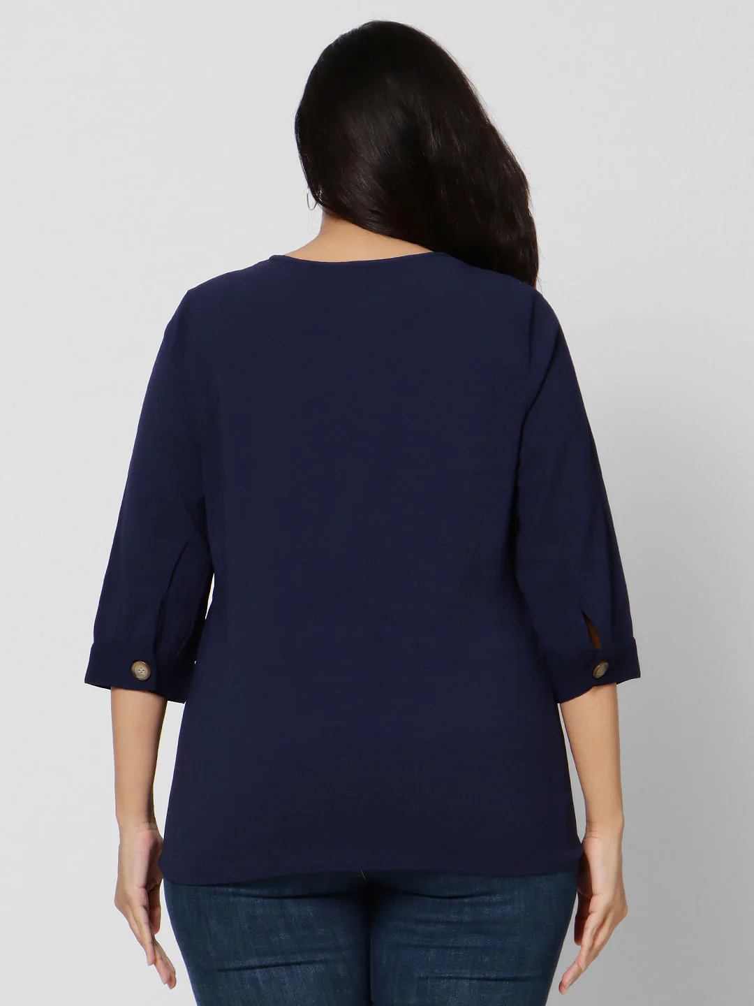 Curve Blue V Neck Top - Image 3