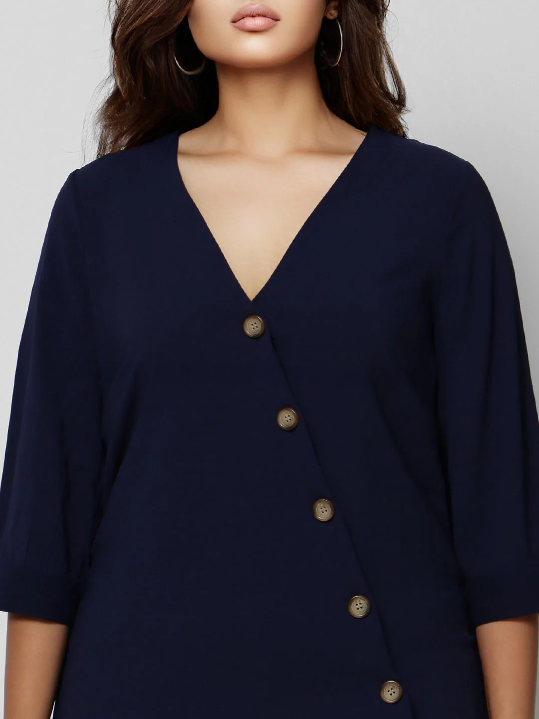 Curve Blue V Neck Top - Image 5