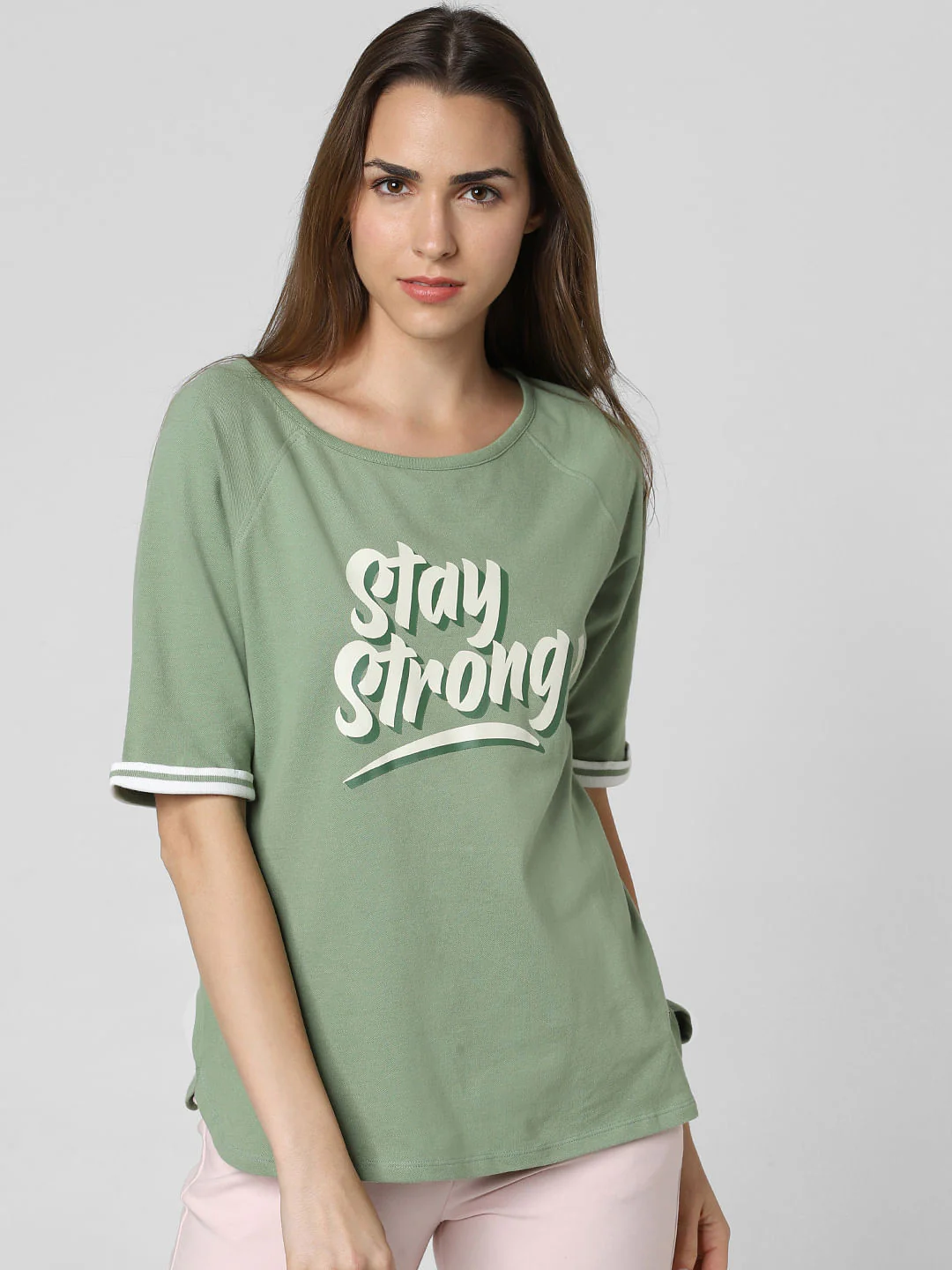 Green Stay Strong Print T-Shirt - Image 2