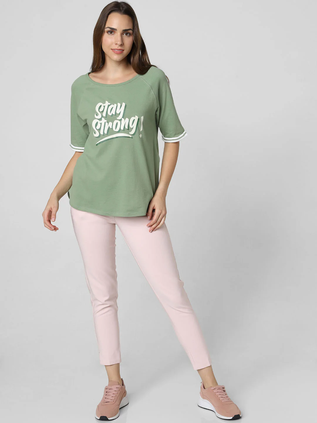 Green Stay Strong Print T-Shirt - Image 5