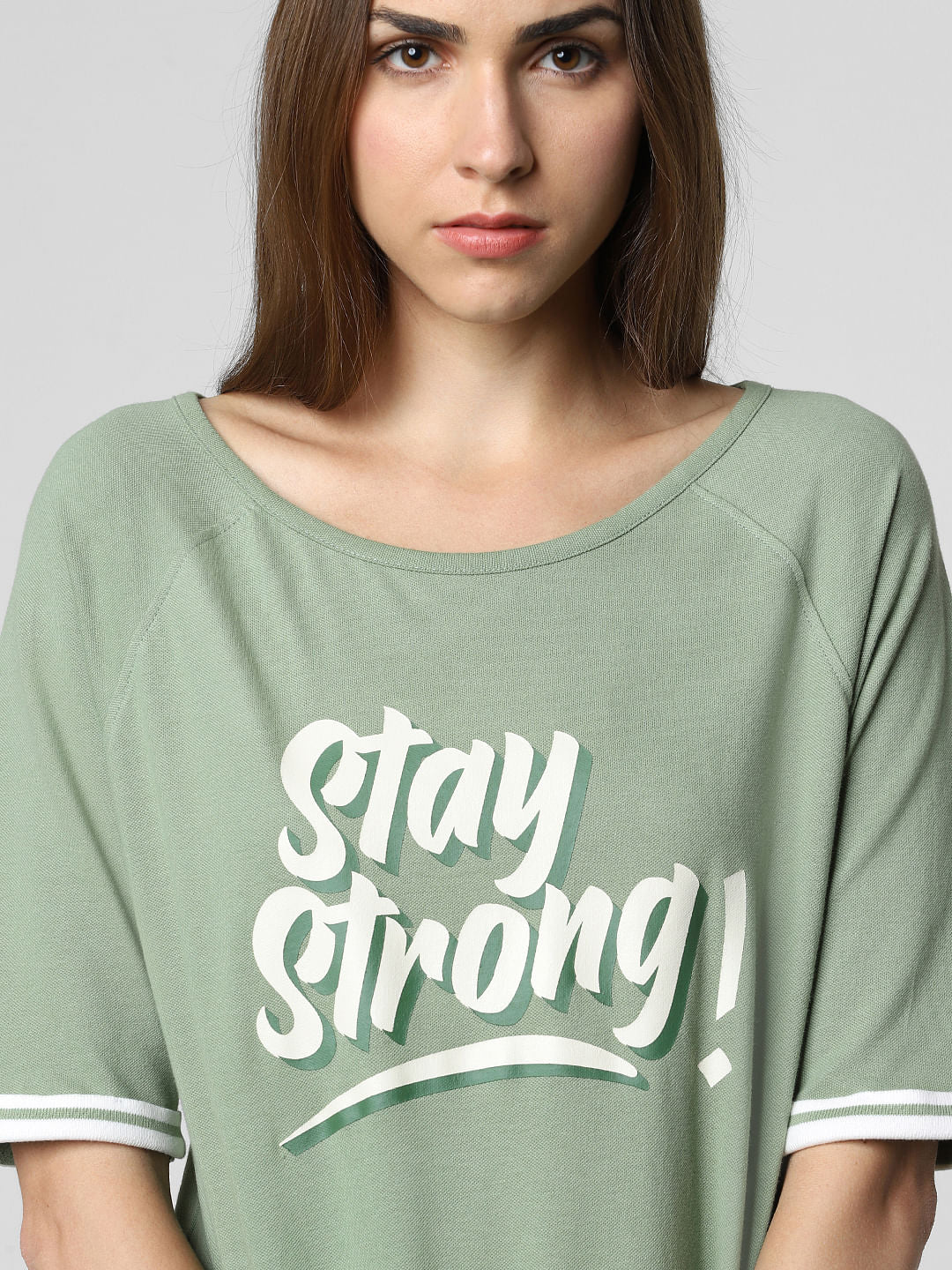 Green Stay Strong Print T-Shirt - Image 6