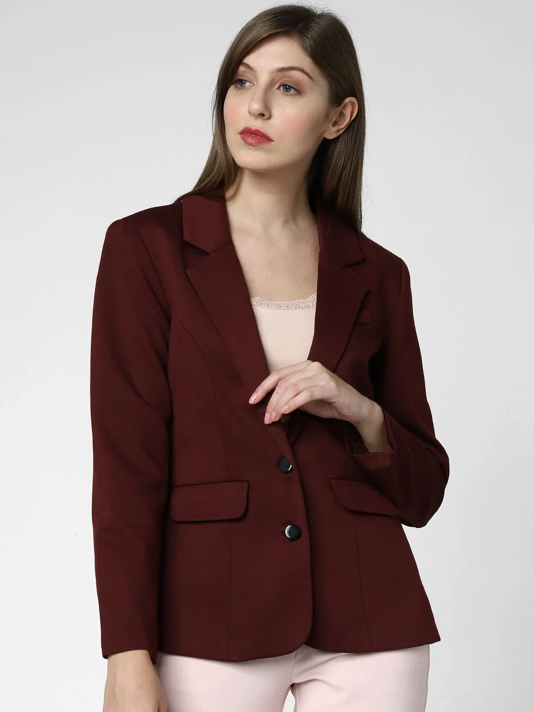 Burgundy Double Button Blazer - Image 2