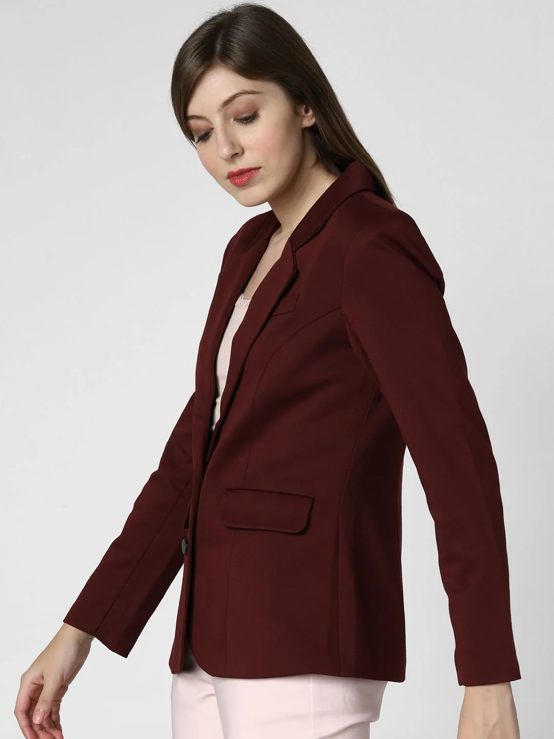 Burgundy Double Button Blazer - Image 3