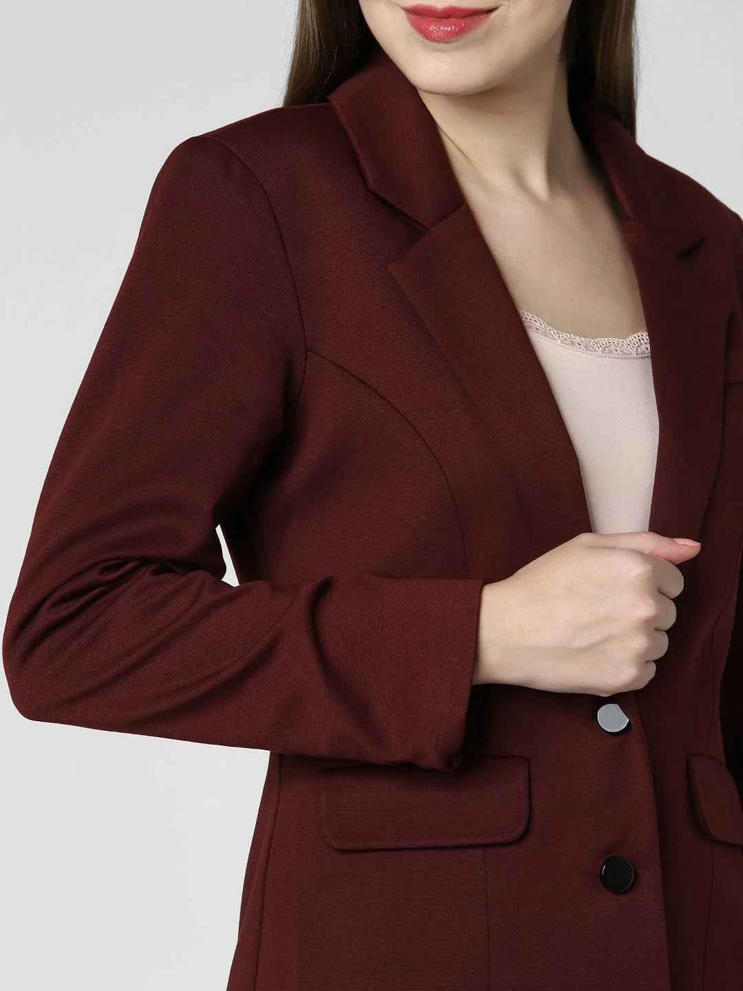 Burgundy Double Button Blazer - Image 6