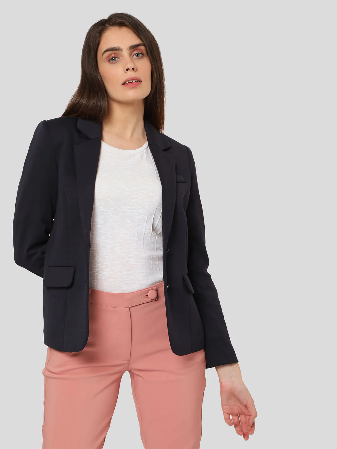 Navy Blue Knit Blazer