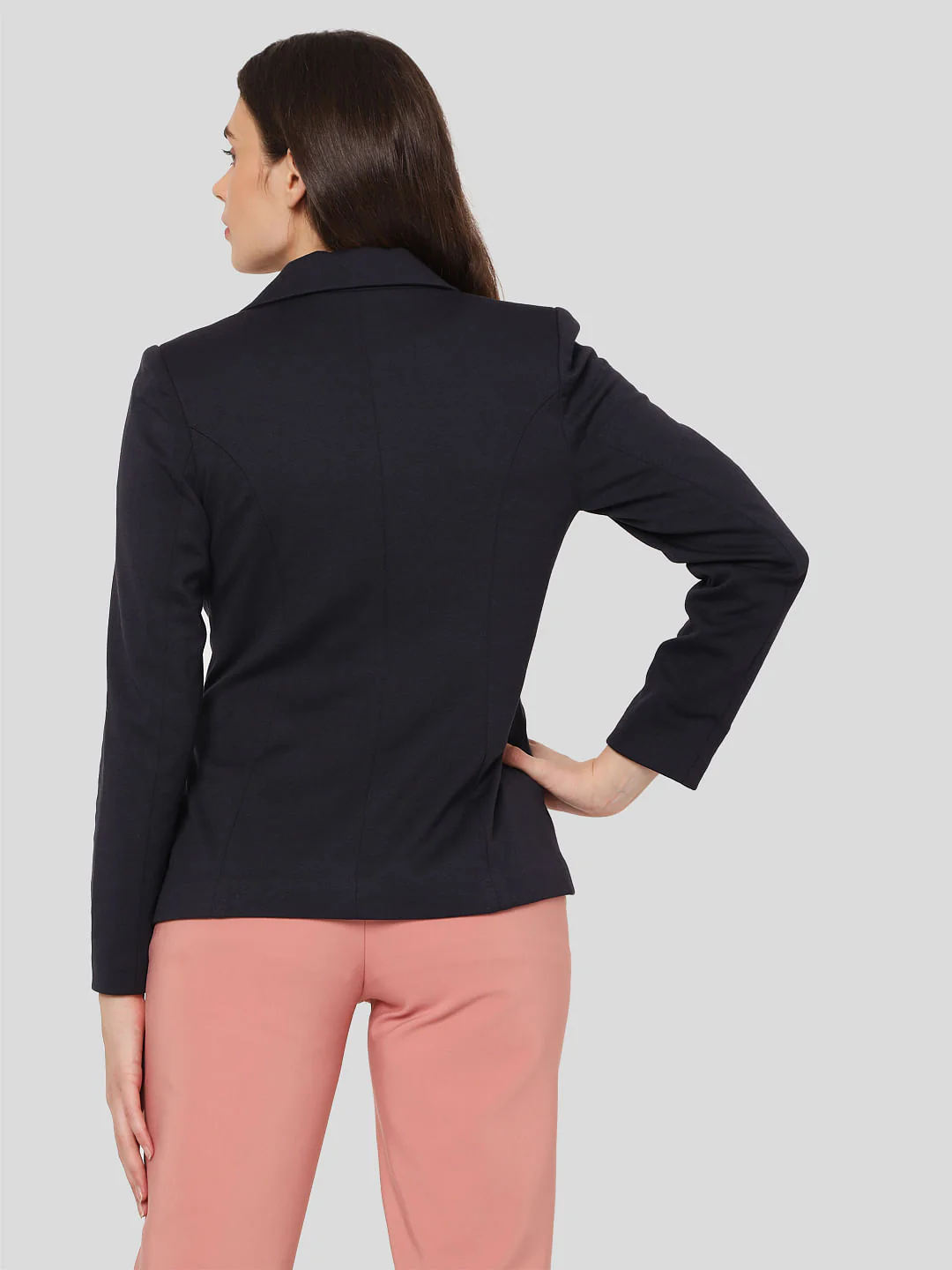 Navy Blue Knit Blazer - Image 3
