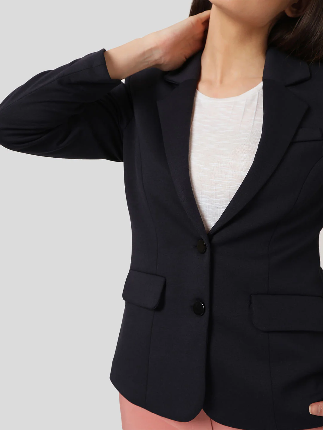 Navy Blue Knit Blazer - Image 5