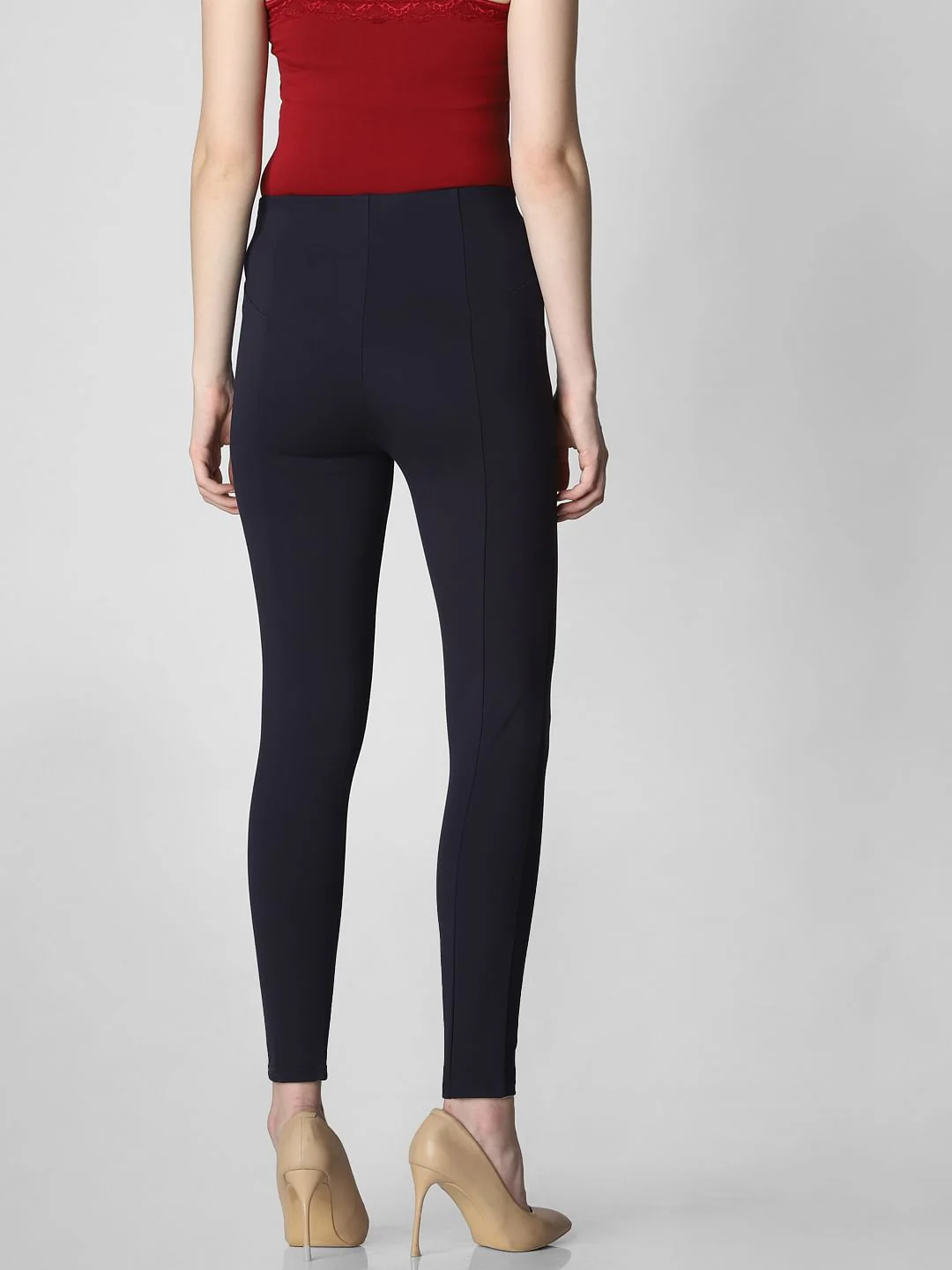 Navy Blue Mid Rise Skinny Fit Leggings - Image 4