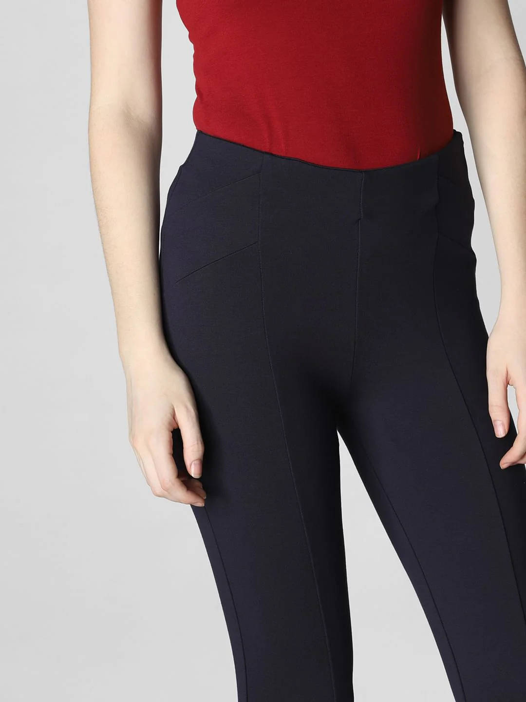 Navy Blue Mid Rise Skinny Fit Leggings - Image 6