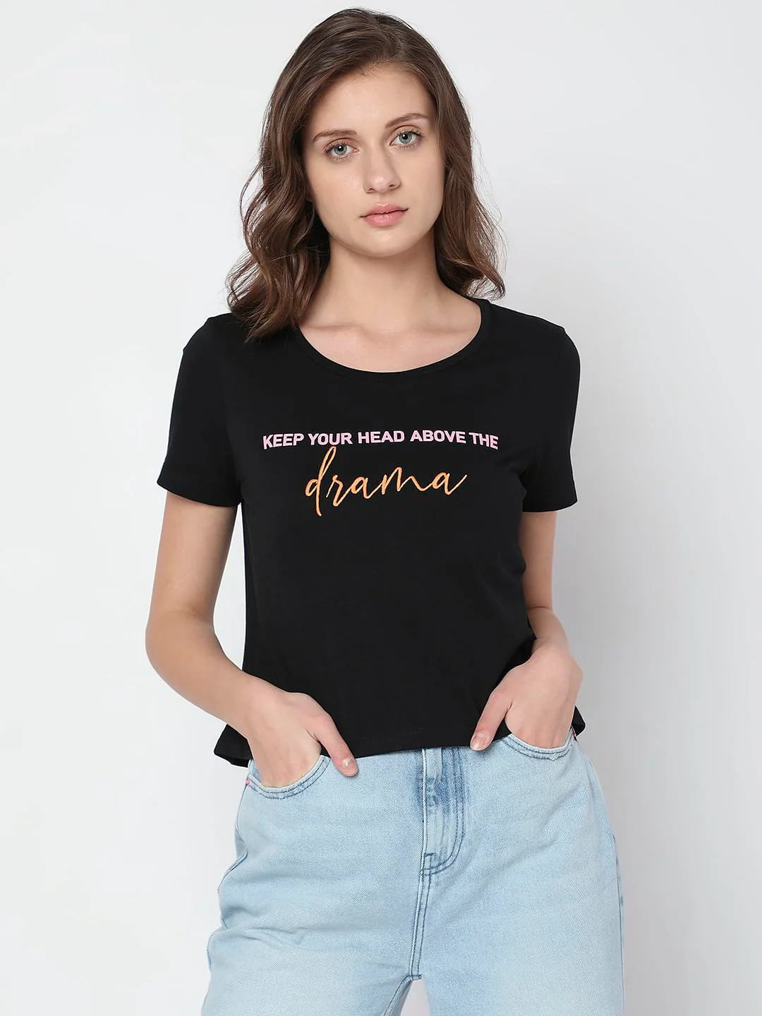 Black Typographic Print T-Shirt - Image 2