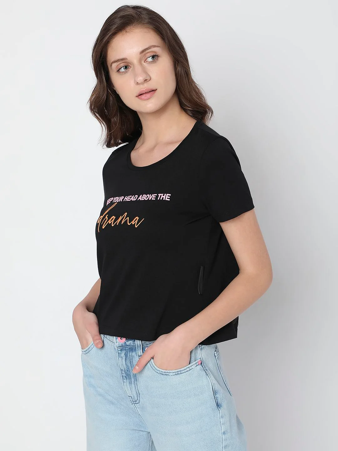 Black Typographic Print T-Shirt - Image 3
