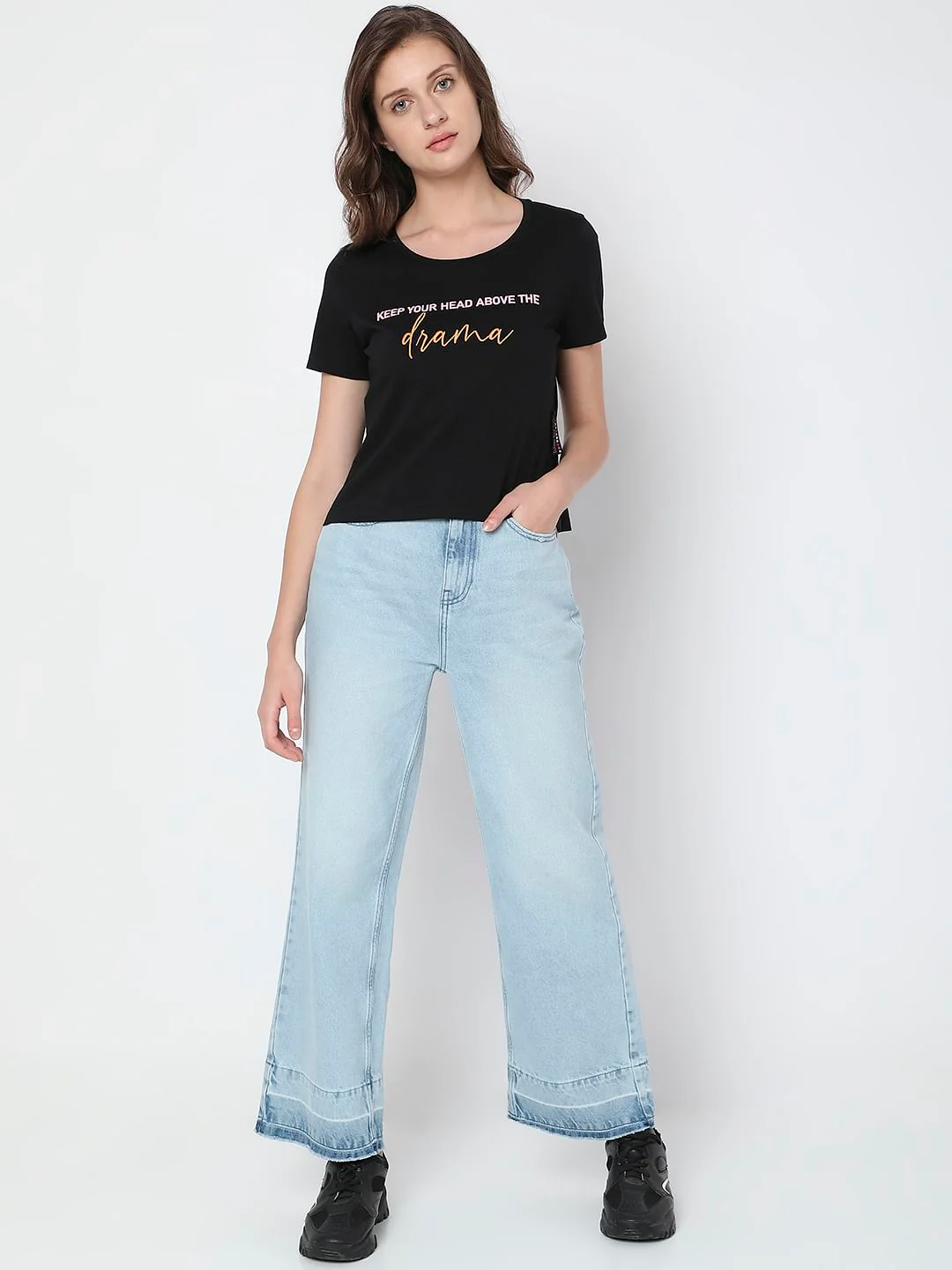 Black Typographic Print T-Shirt - Image 5