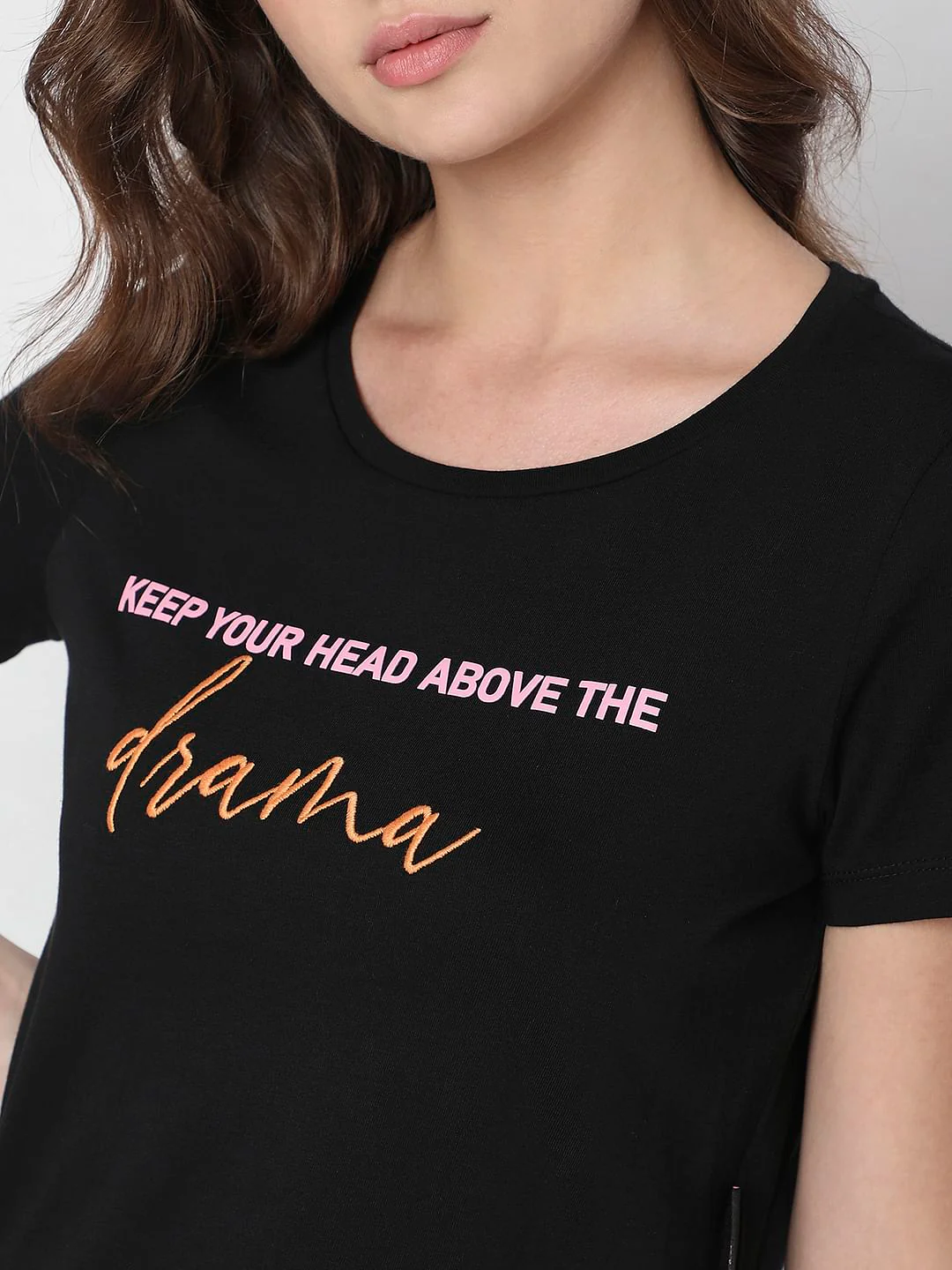 Black Typographic Print T-Shirt - Image 6
