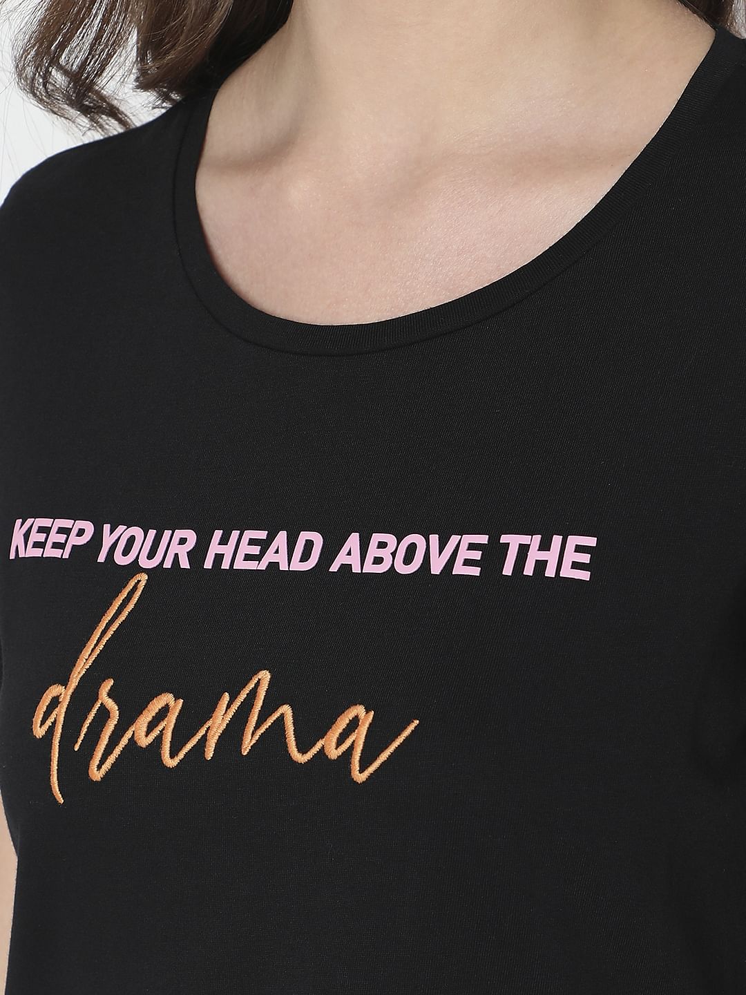 Black Typographic Print T-Shirt - Image 8