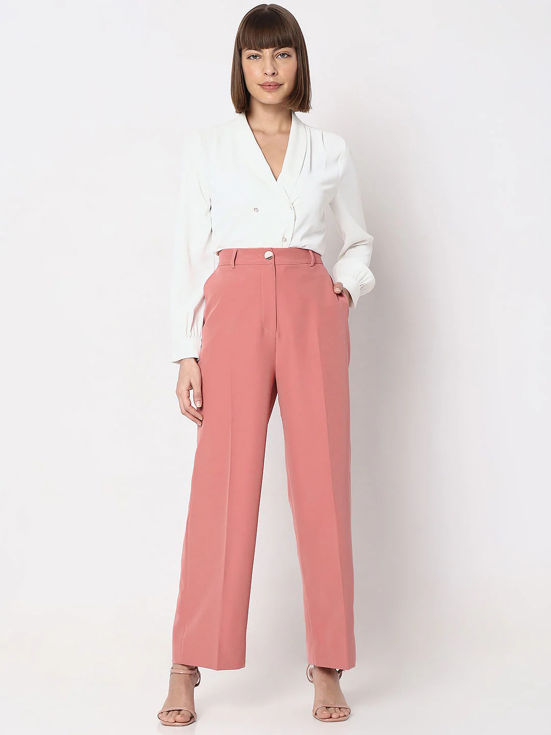 Pink High Rise Wide-Leg Pants - Image 5