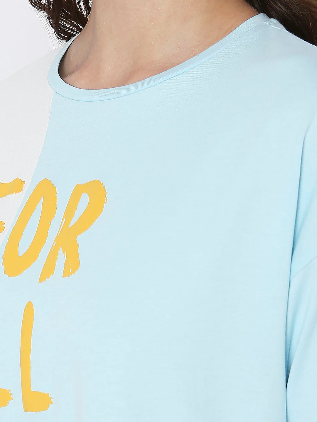 Blue Colourblocked Printed T-Shirt - Image 8