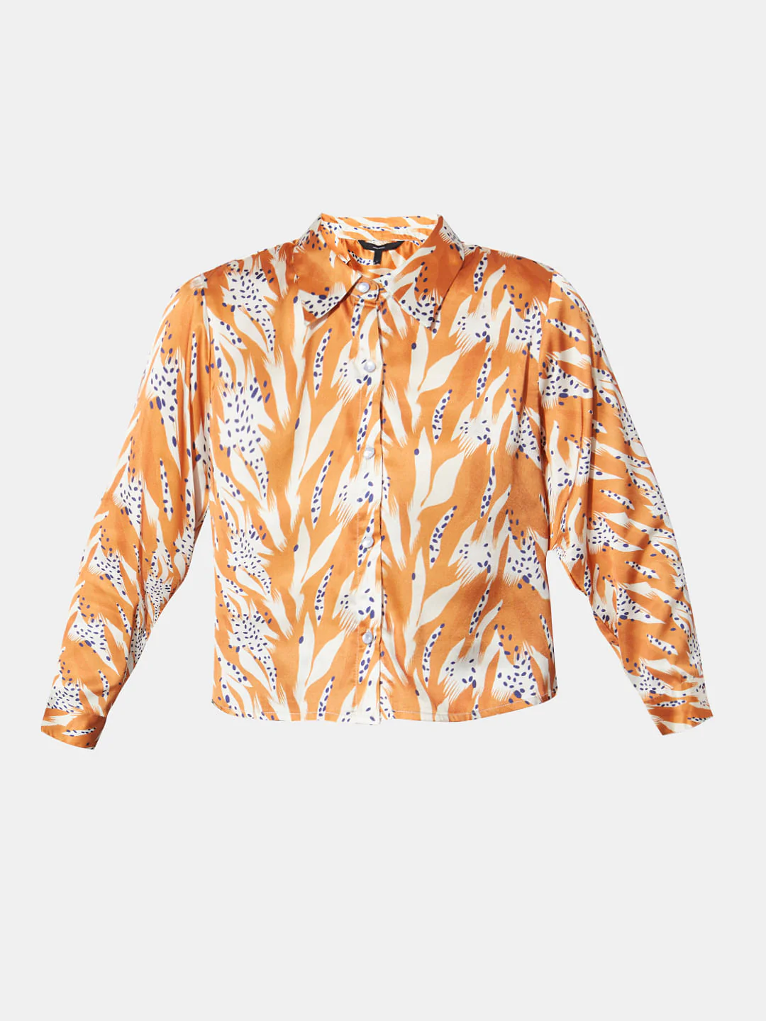 Brown Printed Cropped Shirt - Image 7