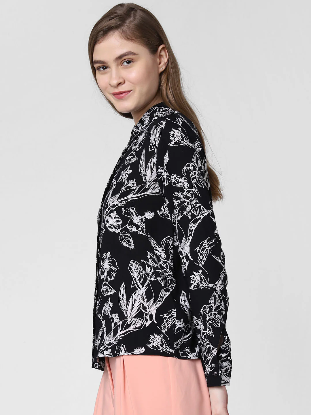 Black Floral Print Shirt - Image 3