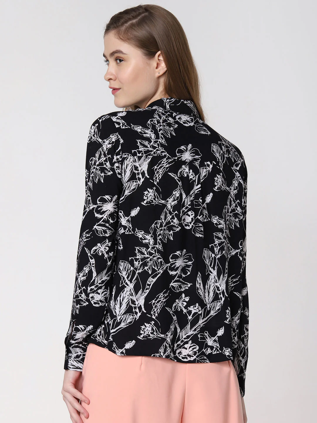 Black Floral Print Shirt - Image 4
