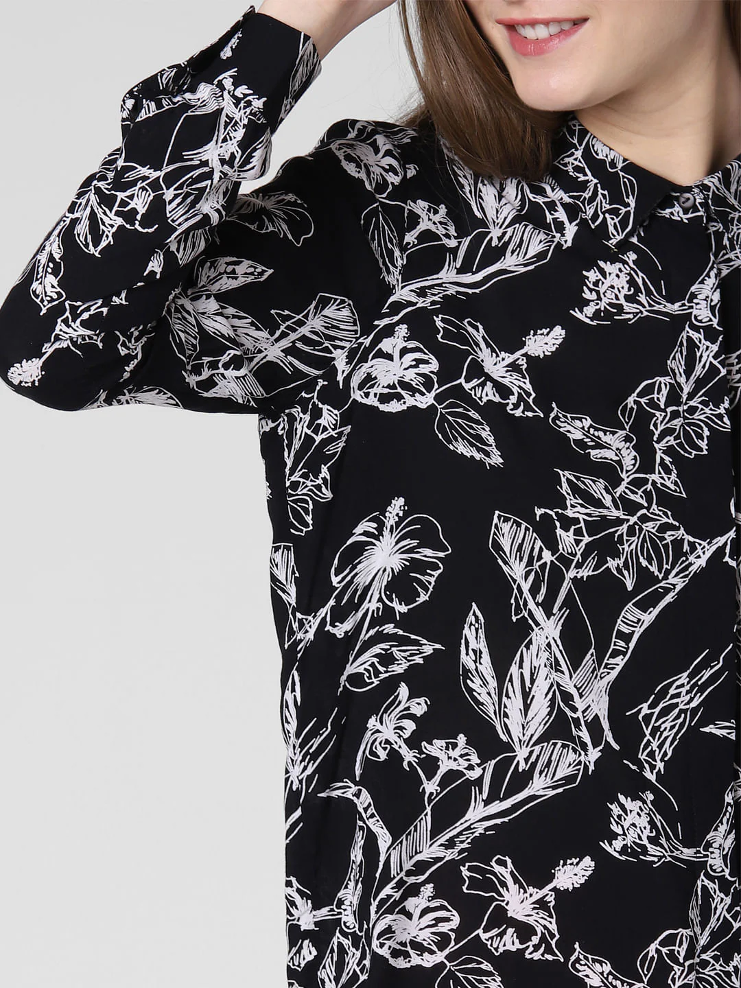 Black Floral Print Shirt - Image 6