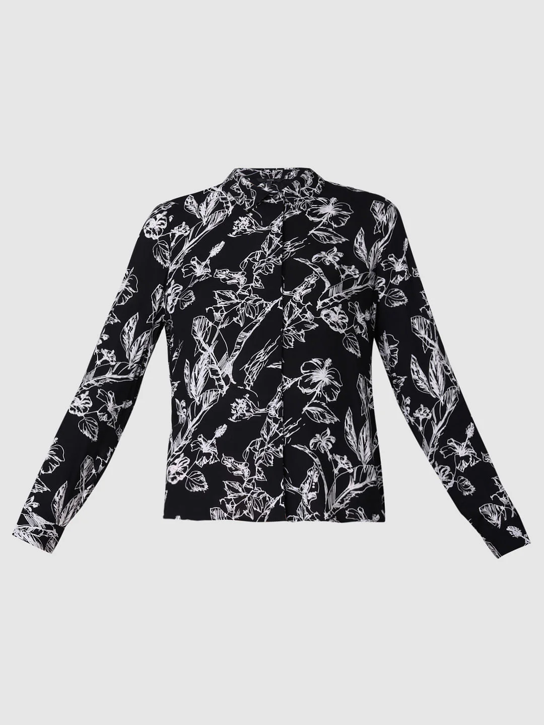 Black Floral Print Shirt - Image 7