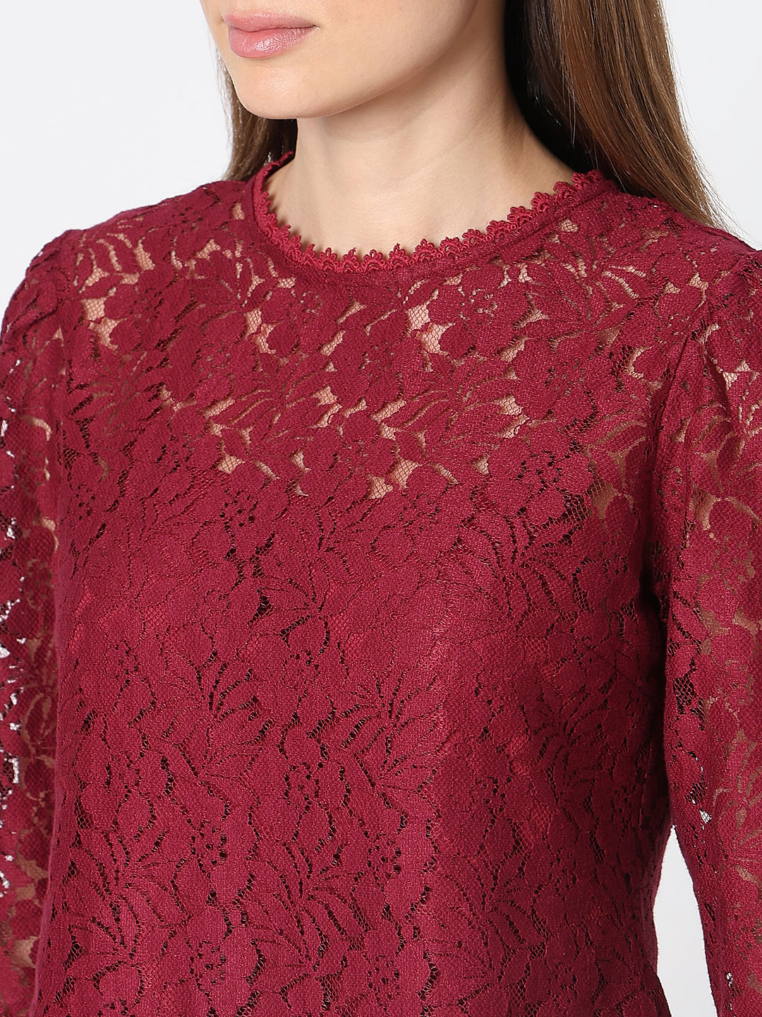 Maroon Lace Co-Ord Set Top - Image 8