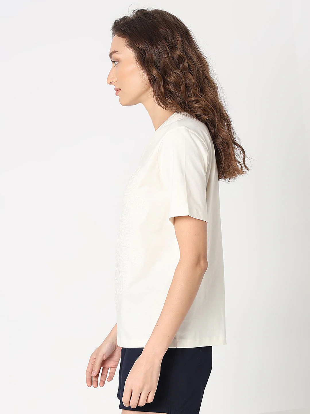 White Cotton Embroidered T-Shirt - Image 3