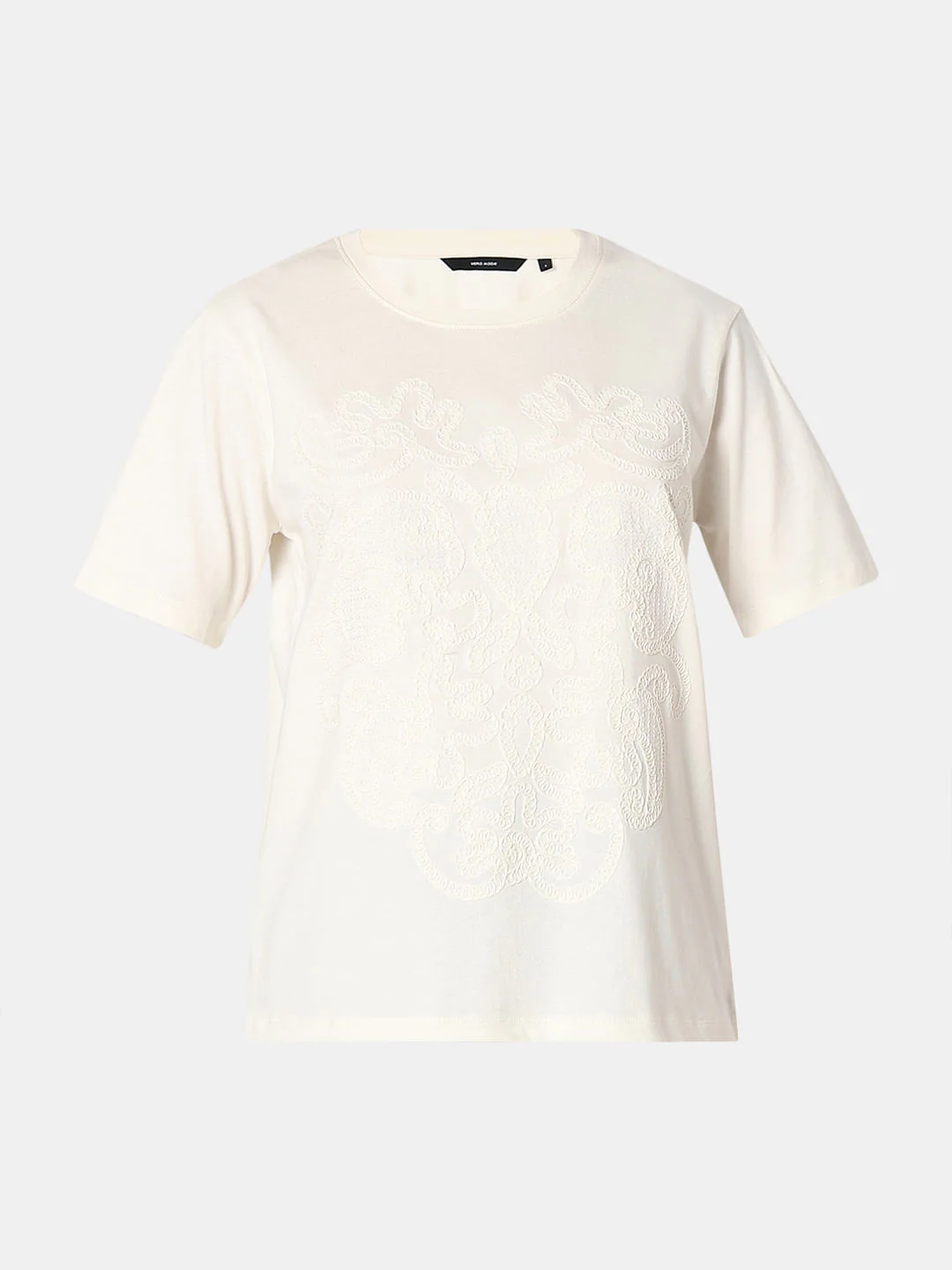 White Cotton Embroidered T-Shirt - Image 7