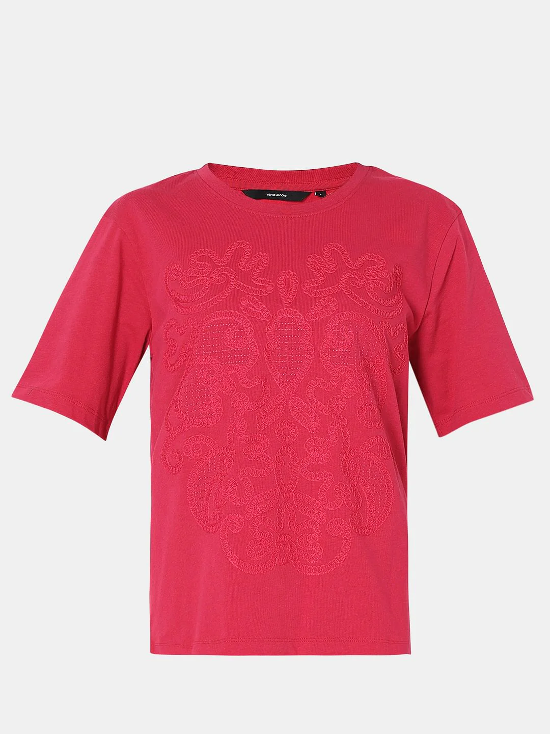 Pink Embroidered Cotton T-Shirt - Image 7